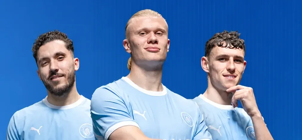Three Manchester City players in the AUX partnership campaign